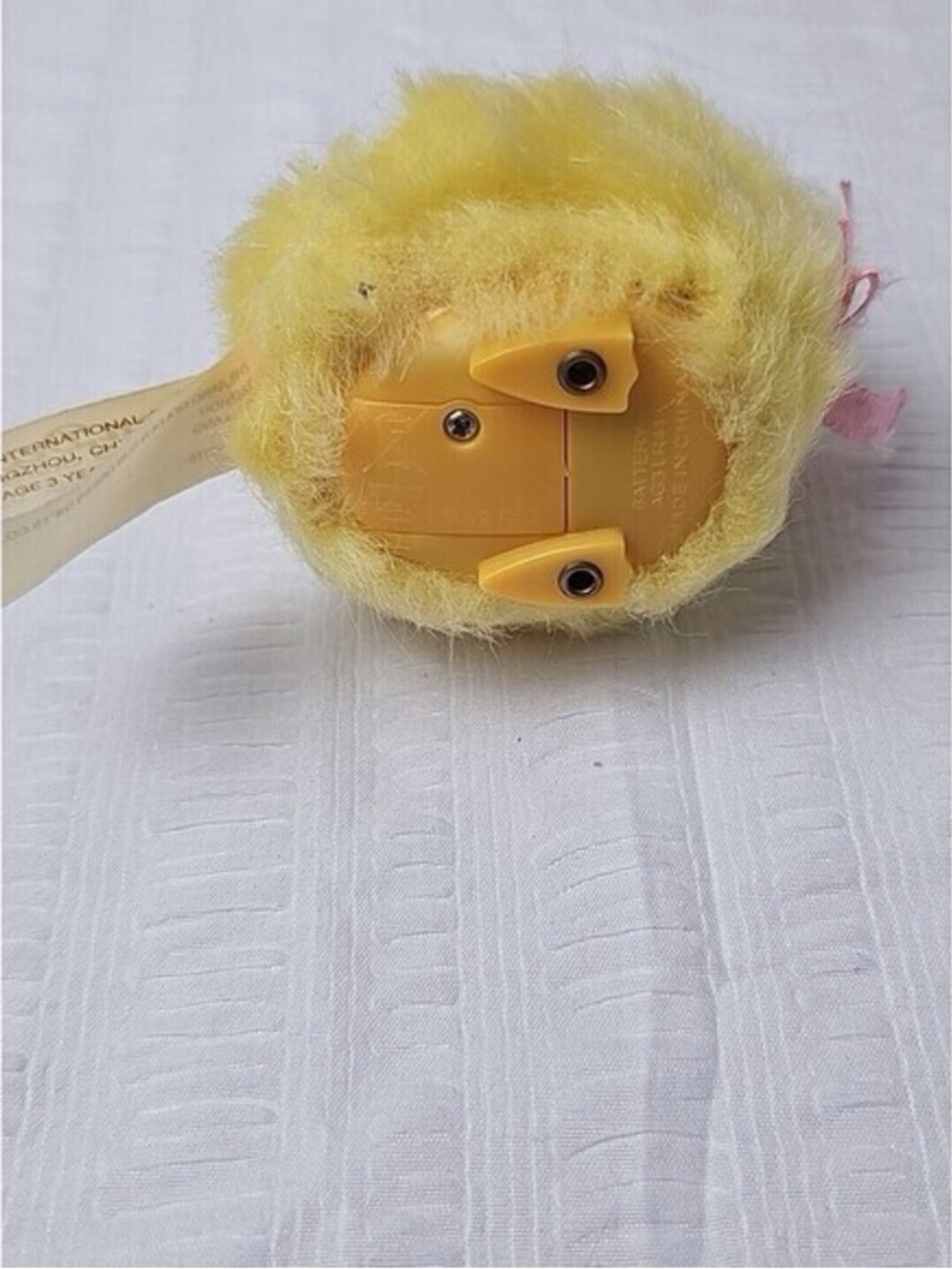 Yellow Plush Small Pet Toy with Pink Bunny Ears - Picture 3 of 4